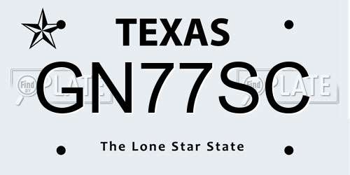 GN77SC Texas License Plate