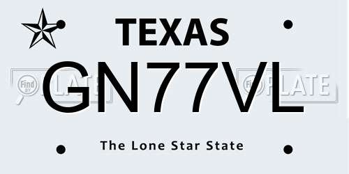 GN77VL Texas License Plate