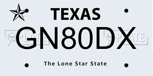GN80DX Texas License Plate