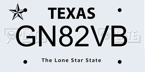 GN82VB Texas License Plate