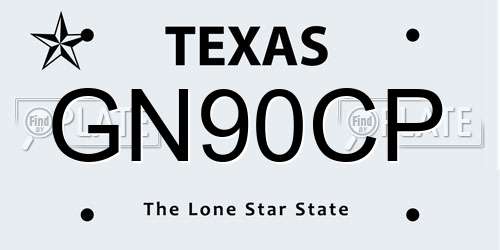 GN90CP Texas License Plate