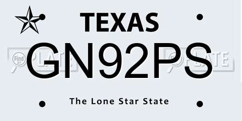 GN92PS Texas License Plate