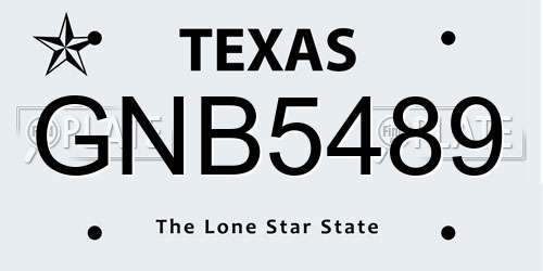 GNB5489 Texas License Plate