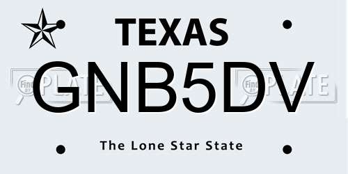 GNB5DV Texas License Plate