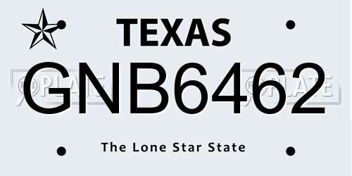 GNB6462 Texas License Plate