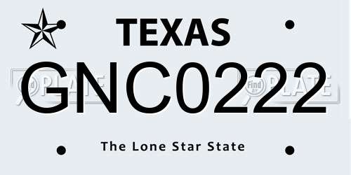 GNC0222 Texas License Plate