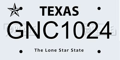 GNC1024 Texas License Plate