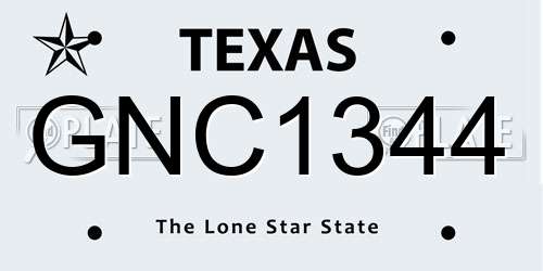 GNC1344 Texas License Plate