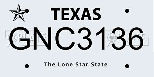 GNC3136 Texas License Plate
