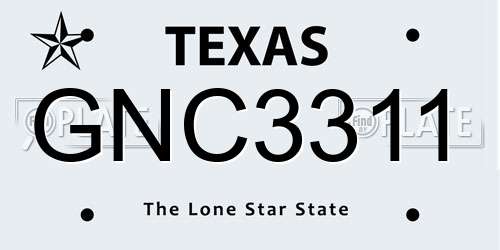 GNC3311 Texas License Plate