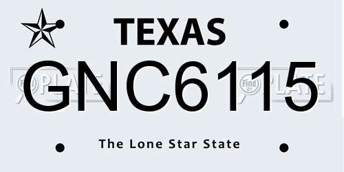 GNC6115 Texas License Plate