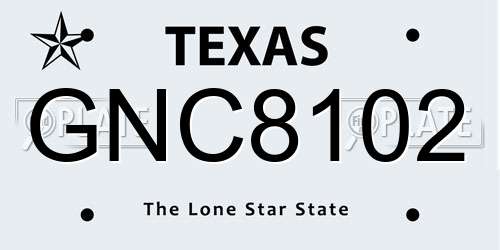 GNC8102 Texas License Plate