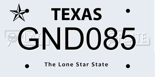 GND085 Texas License Plate
