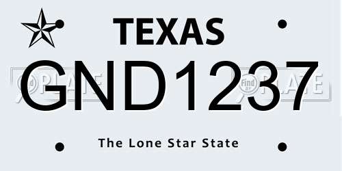 GND1237 Texas License Plate