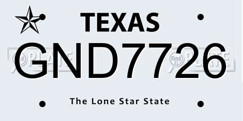 GND7726 Texas License Plate