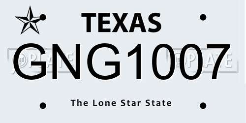 GNG1007 Texas License Plate