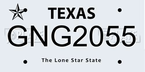 GNG2055 Texas License Plate