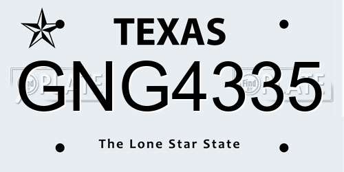 GNG4335 Texas License Plate
