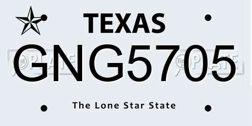 GNG5705 Texas License Plate