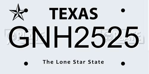 GNH2525 Texas License Plate