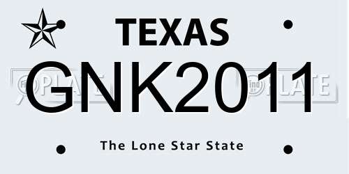 GNK2011 Texas License Plate
