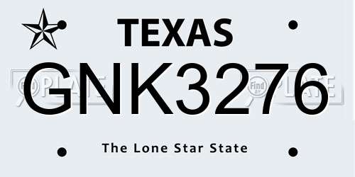 GNK3276 Texas License Plate