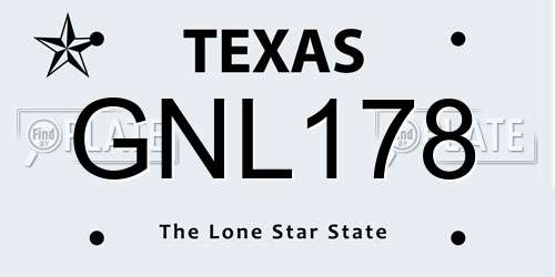 GNL178 Texas License Plate