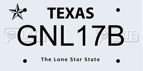 GNL17B Texas License Plate