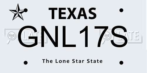 GNL17S Texas License Plate