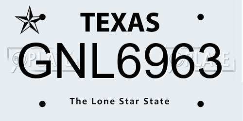 GNL6963 Texas License Plate