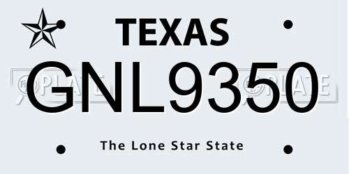 GNL9350 Texas License Plate