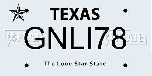 GNLI78 Texas License Plate