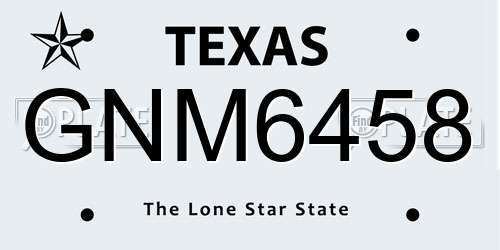 GNM6458 Texas License Plate