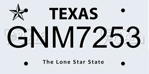 GNM7253 Texas License Plate