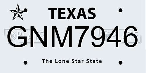 GNM7946 Texas License Plate