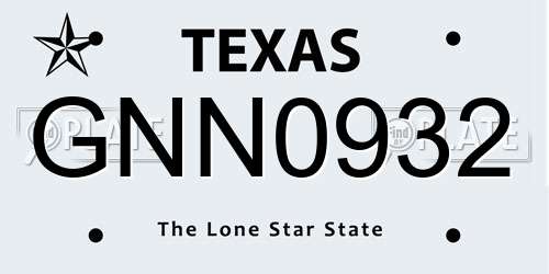 GNN0932 Texas License Plate