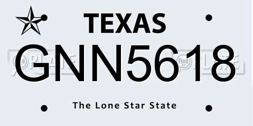GNN5618 Texas License Plate