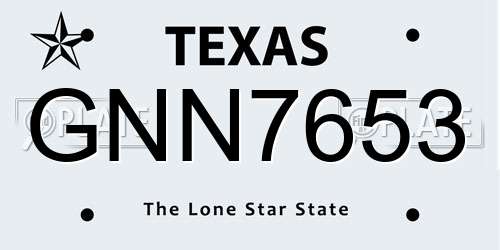 GNN7653 Texas License Plate