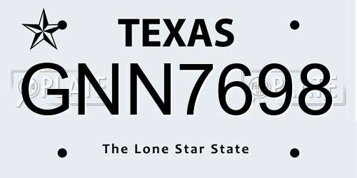GNN7698 Texas License Plate