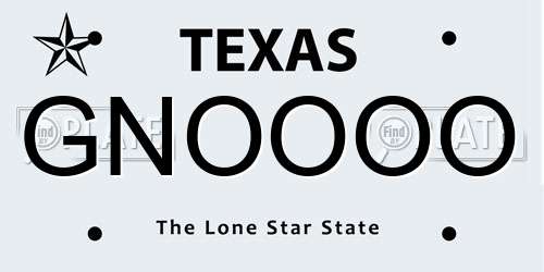 GNOOOO Texas License Plate
