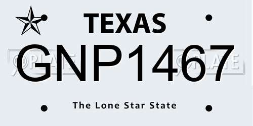 GNP1467 Texas License Plate