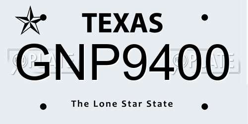 GNP9400 Texas License Plate