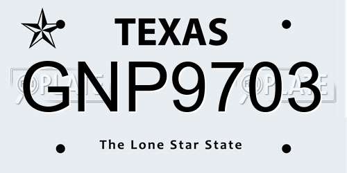 GNP9703 Texas License Plate