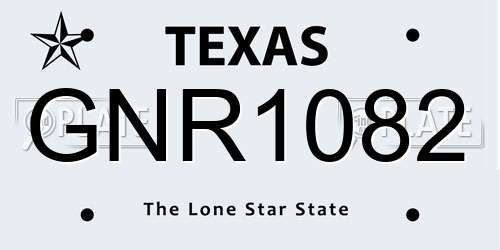 GNR1082 Texas License Plate