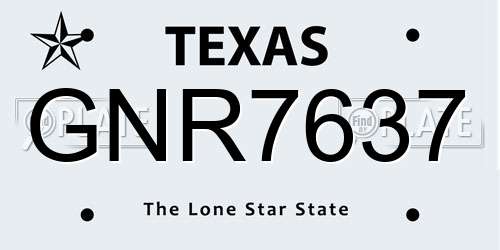 GNR7637 Texas License Plate
