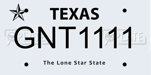 GNT1111 Texas License Plate