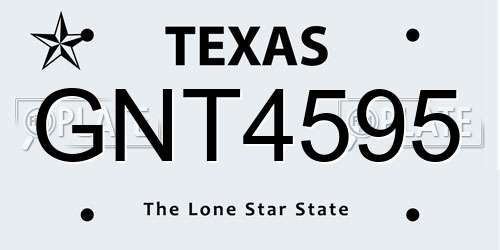 GNT4595 Texas License Plate