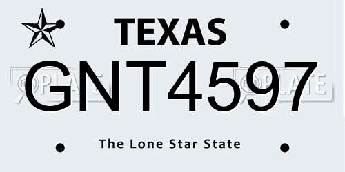 GNT4597 Texas License Plate