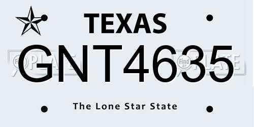 GNT4635 Texas License Plate
