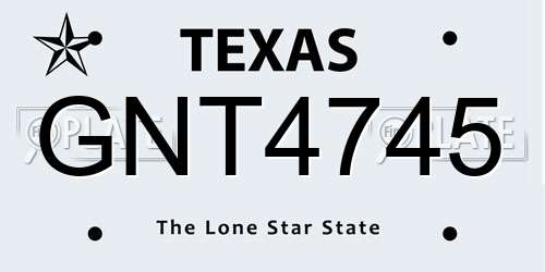 GNT4745 Texas License Plate